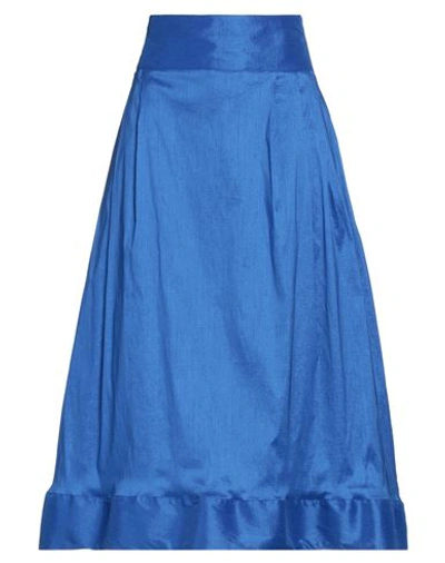 Rossopuro Woman Midi Skirt Bright Blue Size Xl Polyester, Nylon, Elastane In Blue