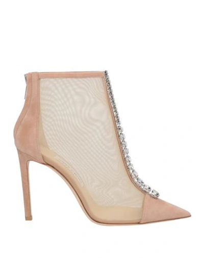Jimmy Choo Woman Ankle Boots Blush Size 7.5 Leather, Textile Fibers In Pink