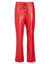 8 By Yoox Leather Lace-up Pants Woman Pants Tomato Red Size 12 Lambskin