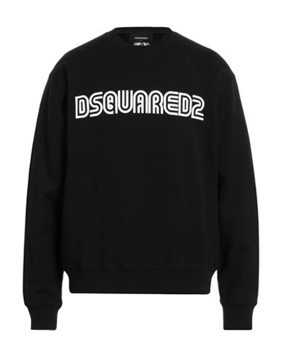Dsquared2 Man Sweatshirt Black Size Xl Cotton, Elastane