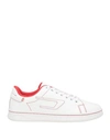 Diesel Woman Sneakers White Size 7 Soft Leather, Rubber In White