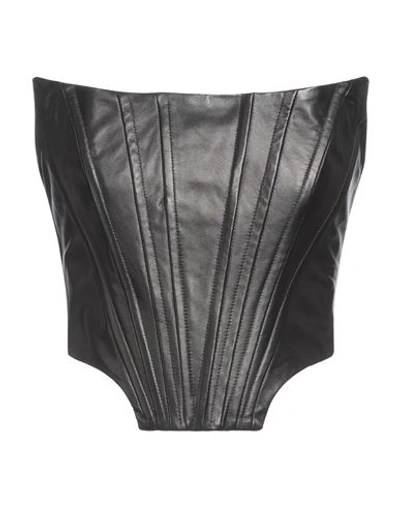 Giuseppe Di Morabito Woman Top Black Size 6 Lambskin In Black