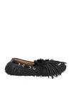 13 09 Sr Fringe Moc-toe Leather Loafers In Black