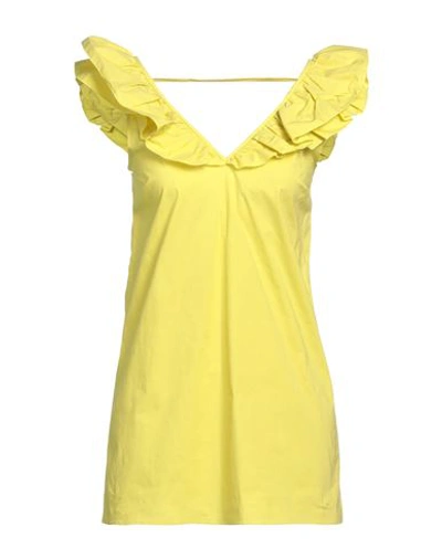 Liu •jo Woman Mini Dress Yellow Size 12 Cotton, Elastane