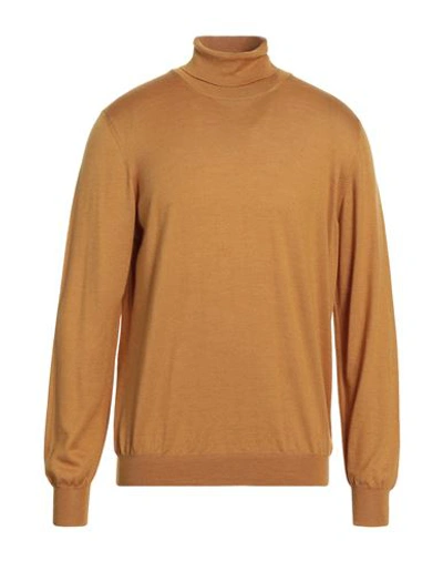 Gran Sasso Man Turtleneck Ocher Size 44 Wool, Silk In Yellow