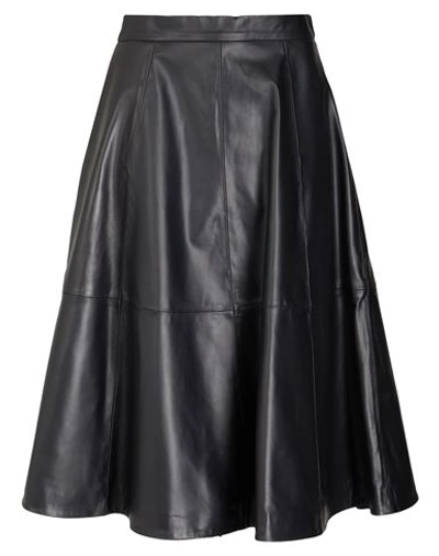 8 By Yoox Leather High-waist Midi Skirt Woman Midi Skirt Black Size 10 Lambskin