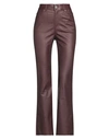 Federica Tosi Woman Pants Chocolate Brown Size 26 Viscose, Polyamide, Polyester, Elastane
