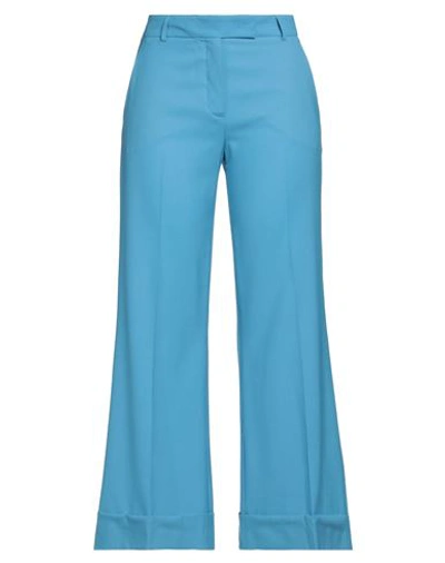 Ql2  Quelledue Ql2 Quelledue Woman Pants Azure Size 8 Virgin Wool, Polyamide, Elastane In Blue