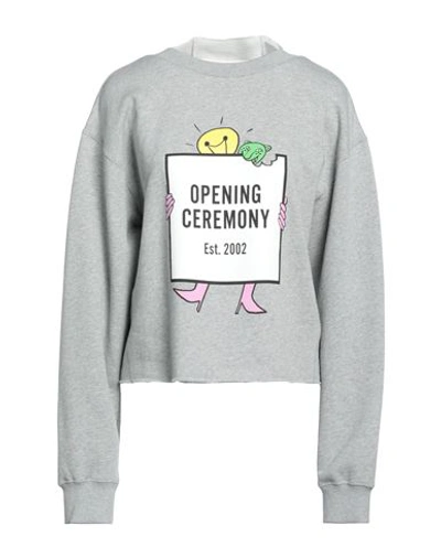 Opening Ceremony Woman Sweatshirt Light Grey Size Xs Cotton, Elastane