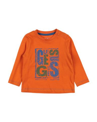 Guess Babies'  Newborn Girl T-shirt Orange Size 3 Organic Cotton