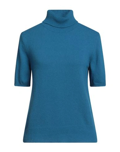 Rossopuro Woman Turtleneck Azure Size 10 Wool, Cashmere In Blue