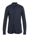 Paolo Pecora Man Shirt Midnight Blue Size 16 Viscose