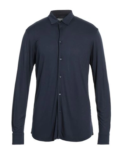 Paolo Pecora Man Shirt Midnight Blue Size 16 Viscose In Blue