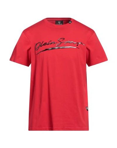 Plein Sport Man T-shirt Red Size L Cotton, Elastane