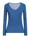 Majestic Filatures Woman T-shirt Blue Size 1 Cotton, Cashmere