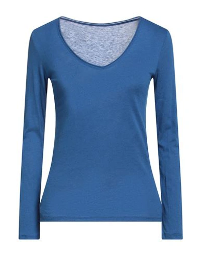 Majestic Filatures Woman T-shirt Blue Size 1 Cotton, Cashmere