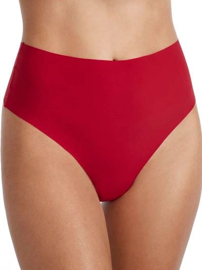 B.tempt'd By Wacoal B.bare High-waist Thong In Haute Red