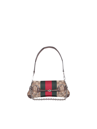 Gucci Small Horsebit Chain Shoulder Bag In Brown