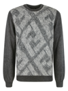 Fendi Embroidered Wool Blend Sweater In Peltro/flannel