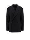 Lemaire Double-breasted Wool-blend Blazer In Black
