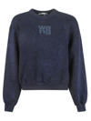 Alexander Wang Logo-print Glitter-detail Sweatshirt In Nine Iron