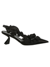Nensi Dojaka Ruffle-detailed Satin Slingbacks In Black