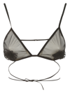 Nensi Dojaka Floral Appliqué Sheer Tulle Triangle Bra In Black
