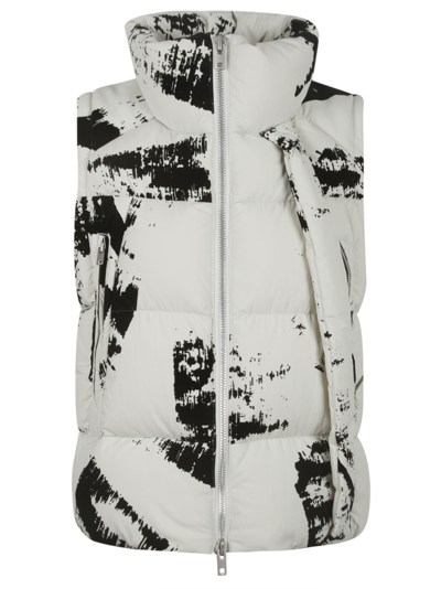 Y-3 Graphic-print Padded Gilet In Grey