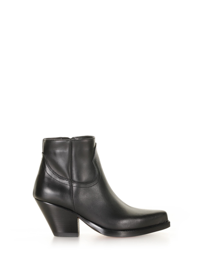 Sonora Jalapegno Texan Ankle Boot In Leather In Black