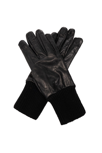 Rick Owens Ribbed Leather Gloves In 09 Black