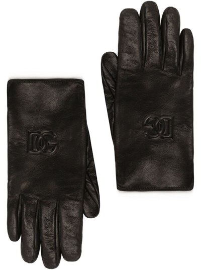 Dolce & Gabbana Nappa Leather Gloves In Black