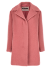 Jil Sander Brushed Knee-length Coat In Pink