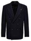 Tagliatore Brooch-detail Blazer In Blue