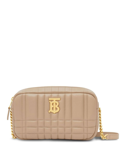 Burberry Lola Quilted Crossbody Bag In Oat Beige