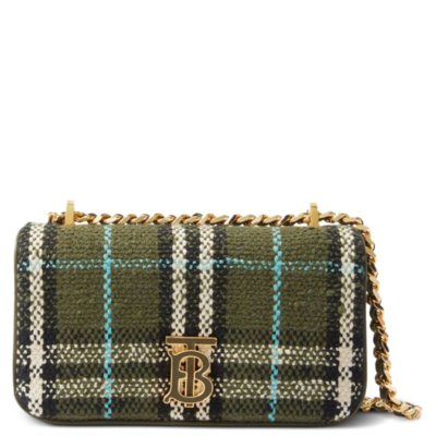 Burberry Lola Check-print Shoulder Bag In Olive Green