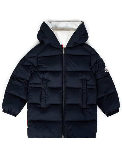 Moncler Kids' Blue Marat Down Jacket For Baby Boy With Logo In Ink