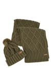 Barbour Ridley Beanie And Scarf Set In Olive