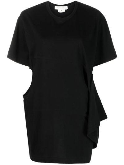 Comme Des Garçons Draped-detail Cotton T-shirt In Black