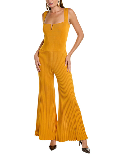 Galvan Cutout Ribbed-knit Jumpsuit In Yellow
