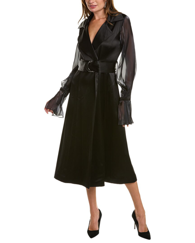 Galvan Organza Trench Coat In Black