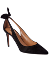 Aquazzura Blue Slingback Pumps With Bow Detail In Suede Woman In Black
