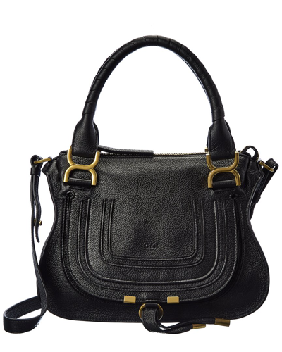 Chloé Small Marcie Leather Satchel In Black