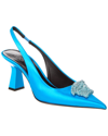 Versace La Medusa Satin Slingback Pumps In Blue