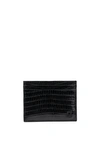 CHRISTIAN LOUBOUTIN MEN'S LUXURY WALLET   CHRISTIAN LOUBOUTIN CARDHOLDER IN BLACK LEATHER WITH LIZARD EFFECT