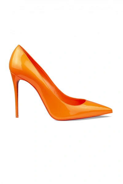 Christian Louboutin Kate 100 Patent Leather Pumps In Fluo Orange/lin Fluo Orange