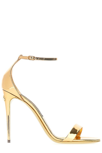Dolce & Gabbana Keira Metallic Heeled Sandals In Gold