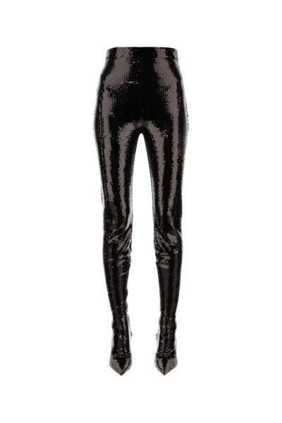 Balenciaga Embellished High Waist Leggings In Black