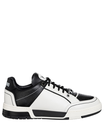 Pre-owned Moschino Sneaker Herren Kevin40 Mb15614g1hg4610a White - Black Logo Schuhe