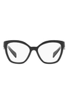 Prada 53mm Square Optical Glasses In Black