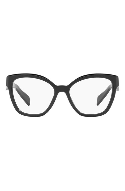 Prada 53mm Square Optical Glasses In Black